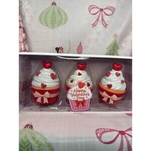 VALENTINES DAY Coquette Pink Bow Cupcakes with Red Hearts
